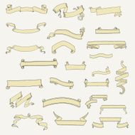 Vector set of ribbon banner shapes in vintage style