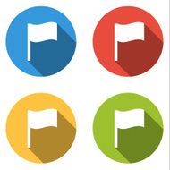 Collection of 4 isolated flat colorful buttons (icons) for wavin