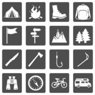 Vector Set of Hiking and Camping icons N13