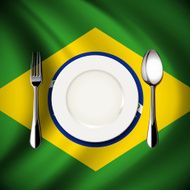 Vector table setting on Brazil flag background