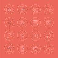 Media electronic line icon set N4