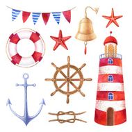 Nautical vintage watercolor set