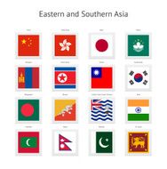Eastern and Southern Asia Postage Stamp Flags Collection
