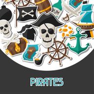 Background on pirate theme with stickers and objects N4