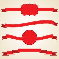 Set of curled red ribbons vector illustration