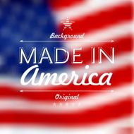 Made in usa over defocused United States flag background