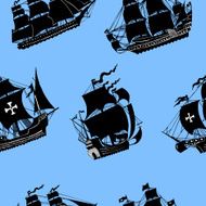 Seamless pattern with silhouettes of vessels