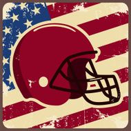 American football label with helmet and flag Vector N3