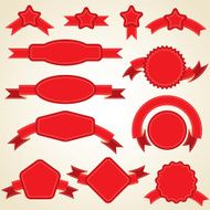 Set of curled red ribbons vector illustration N2