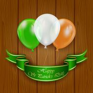 Patricks day balloons on wooden background