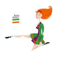 Dancing Irish girl in traditional dress St Patrick&rsquo;s Day N2