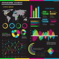 colorful infographic element on black background-vector
