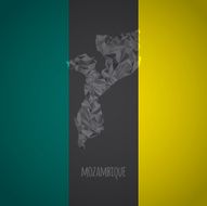 Low Poly Mozambique with National Colors