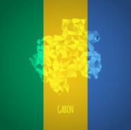 Low Poly Gabon with National Colors