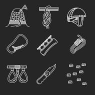 White line vector icons for alpinism