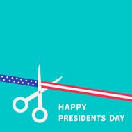 Scissors cut american flag ribbon with stars and strips Presidents