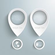 Two White Location Markers With Circles