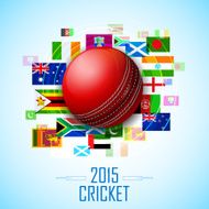 Cricket ball with different participating countries flag N2