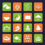 China icons set flat