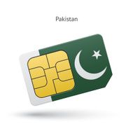 Pakistan mobile phone sim card with flag