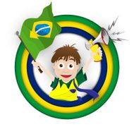 Brazil Sport Fan with Flag and Horn N4