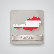 Icon of Austria map with flag Vector illustration