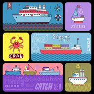 Ships banners set Vector illustration