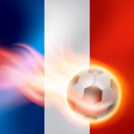 Burning football on France flag background