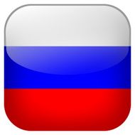 Russia national flag square button isolated on white background