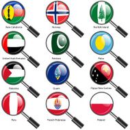 Set Flags of world sovereign states magnifying glass N15