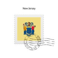 State of New Jersey flag postage stamp