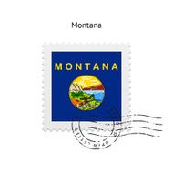 State of Montana flag postage stamp
