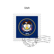 State of Utah flag postage stamp