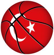 3D basket ball with Turkish flag on white