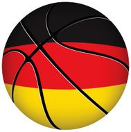 3D basket ball with German flag on white