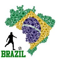 Soccer ball shape of Brazil map