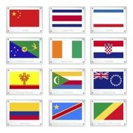 Set of National Flags on Metal Texture Plates N3