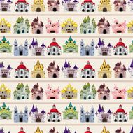 cartoon Fairy tale castle seamless pattern N2