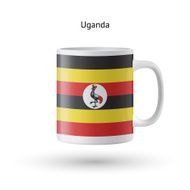 Uganda flag souvenir mug on white background N2