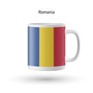 Romania flag souvenir mug on white background N2