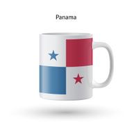 Panama flag souvenir mug on white background N2