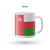 Oman flag souvenir mug on white background N2