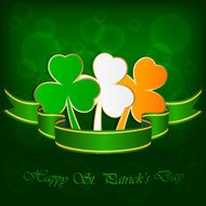 Three-colored clover leaves and ribbon