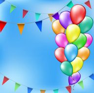 Party frame with balloons and party flags
