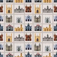 cartoon Fairy tale castle seamless pattern N5