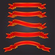 Set of red vector ribbons