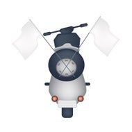 Vintage Scooter with Blank Flag on White Background N2