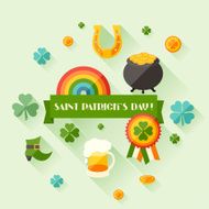 Saint Patrick&#039;s Day greeting card in flat design style