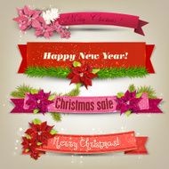 Set of Ribbons Labels Tags &quot;Merry Christmas N2