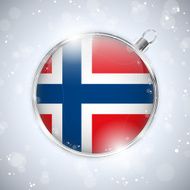 Merry Christmas Silver Ball with Flag Norway N4